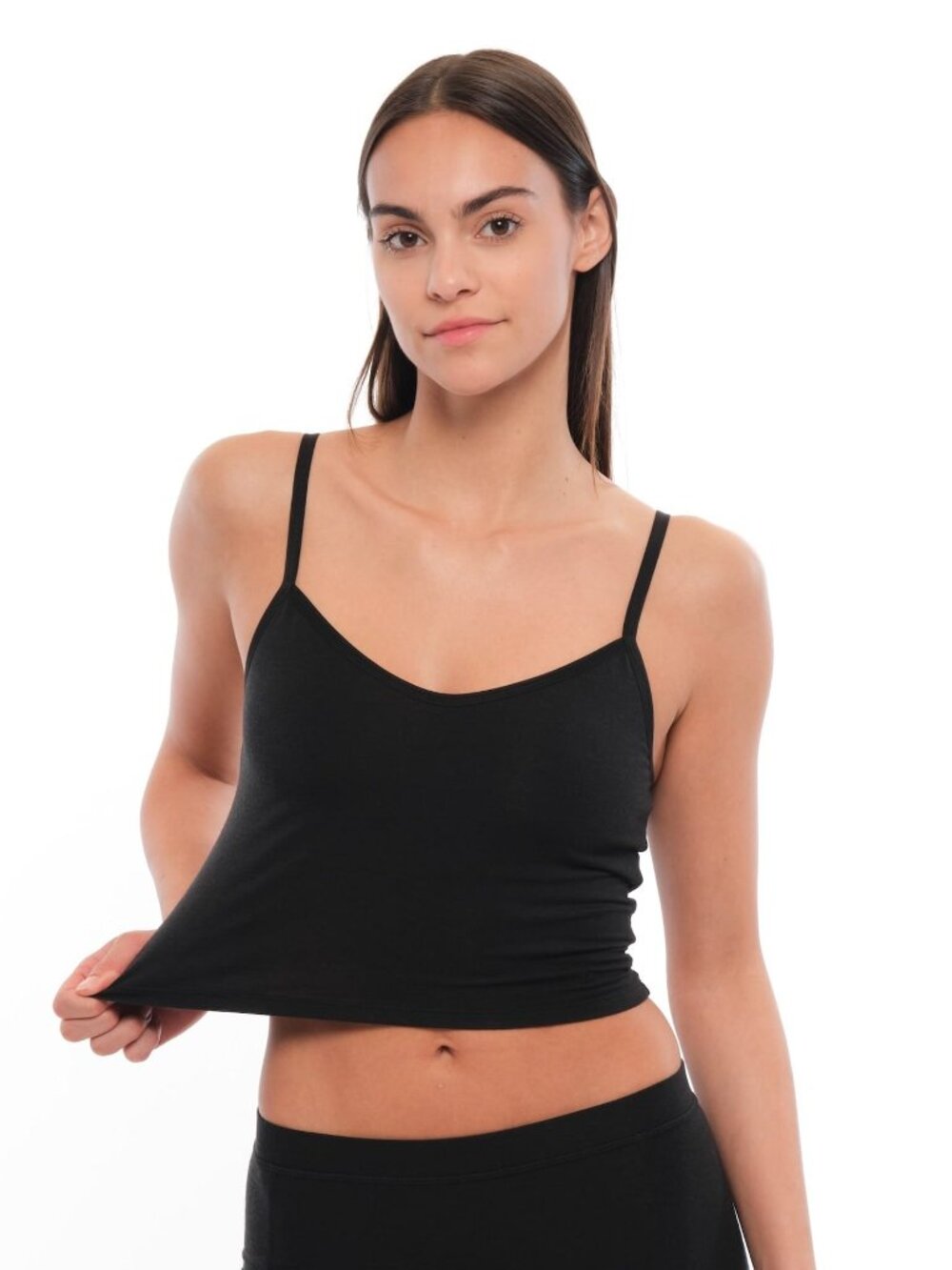 Ridge Merino Wool Cropped Tank Top Bralette Medium Black Shelf Bra Cami NWOT